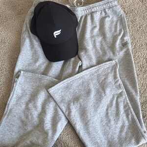 Fabletics Gray Sweatpants and Black Cap Set Together